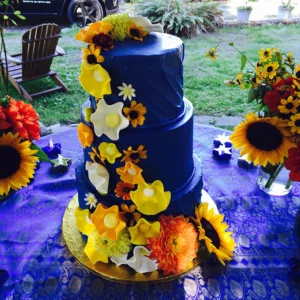 Corina Bakery - custom blue flowers cake