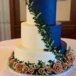 Half Blue Half White with Leaves