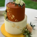 Chocolate over vanilla with gold leaf