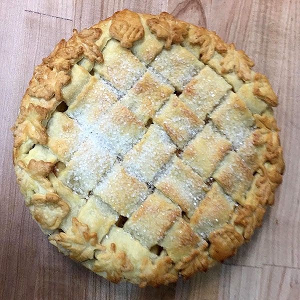 Our Classic Handcrafted pies are nine inches. They serve eight.